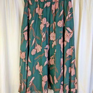 Floral Pleated Midi Skirt